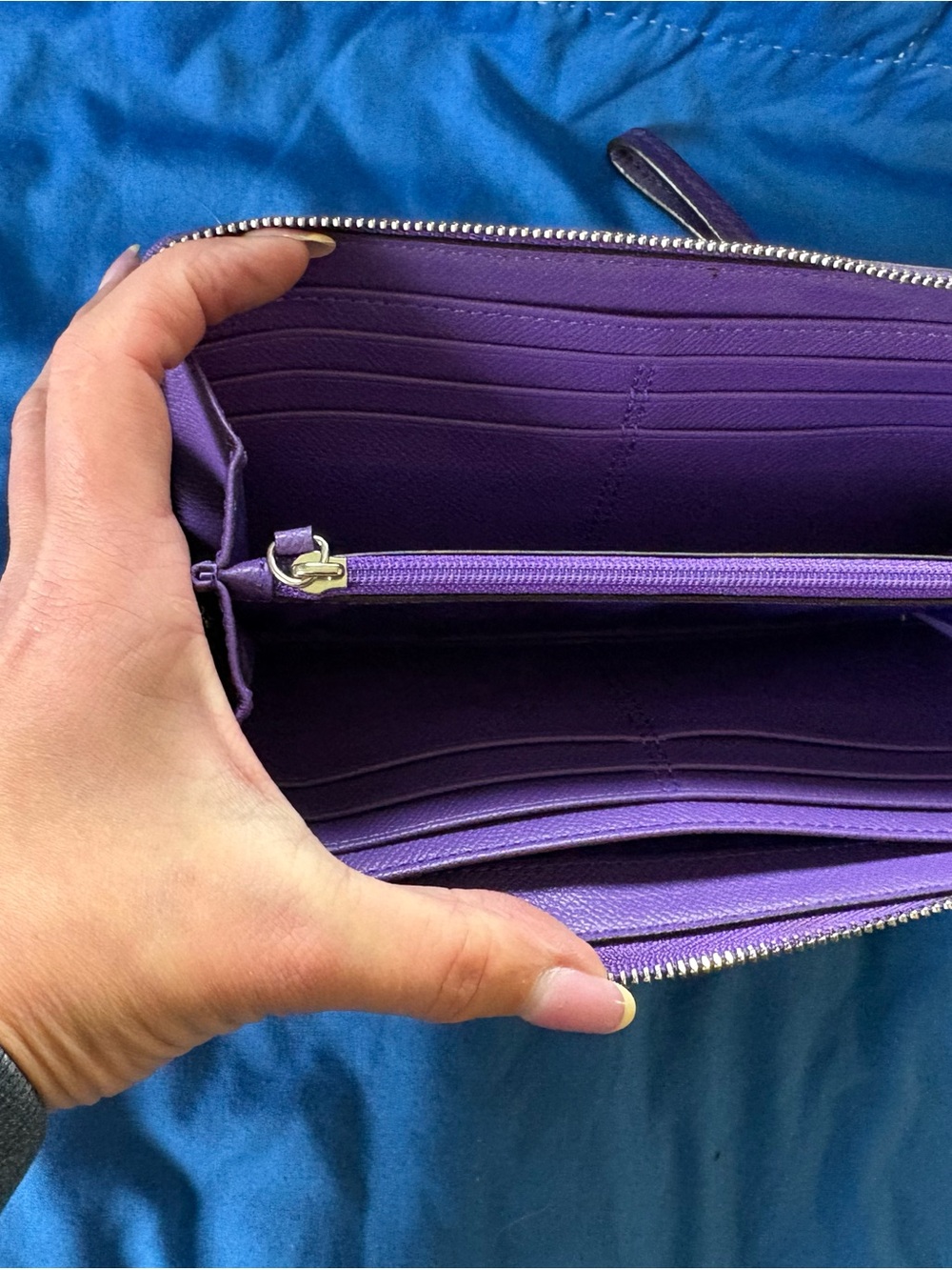 Coach Violet Pebbled Leather Zip Around Wallet - Picture 6 of 6